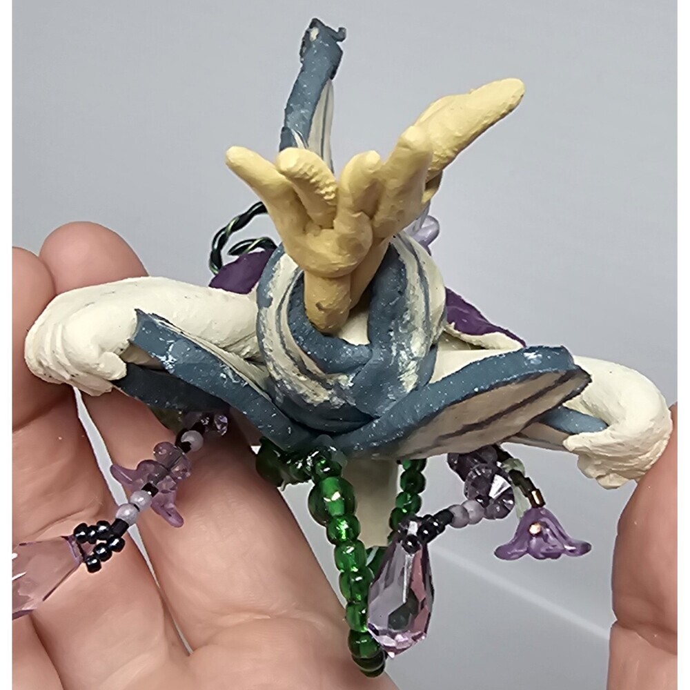 Vtg Handmade Pottery Art Whimsical Flying Bull Ornament By Claire Barr Wilson - Picture 8 of 10